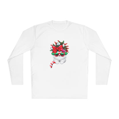 White Candy Cane Kitten Adult Long Sleeve Tee