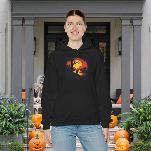 Creepy Black Cat 3 Heavy Blend™ Hooded Sweatshirt