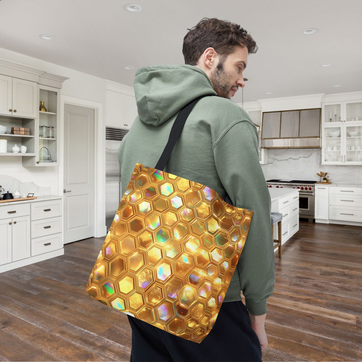 Golden Prism Grid Canvas Tote Bag