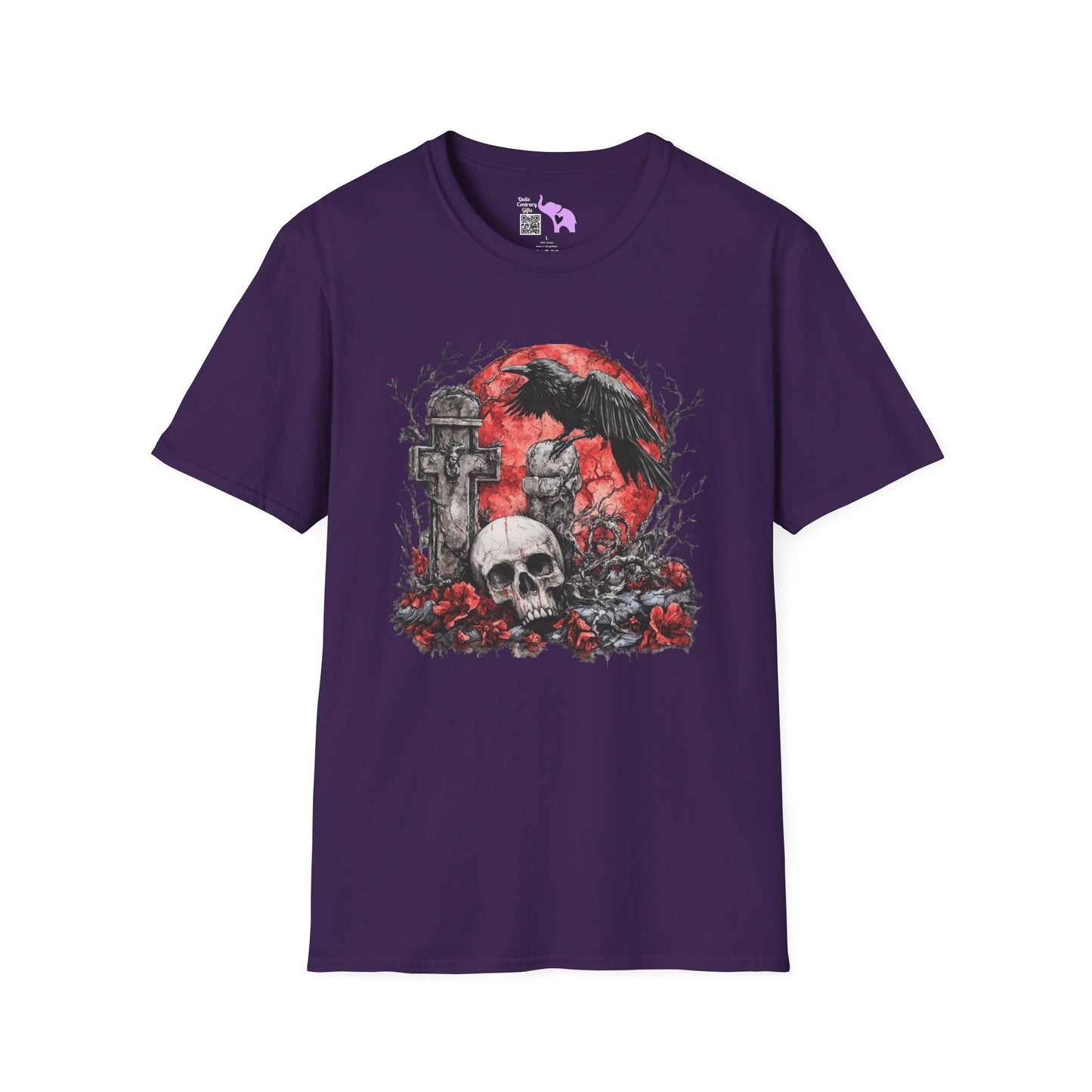 Halloween Graveyard w/Skull Adult T-shirt