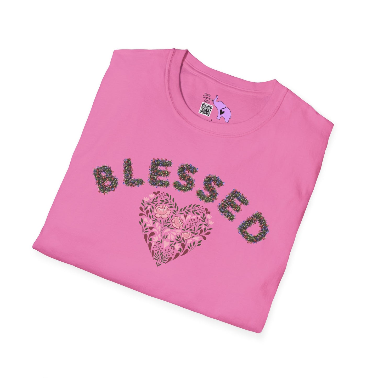 Blessed w/Heart (Floral) Adult T-shirt