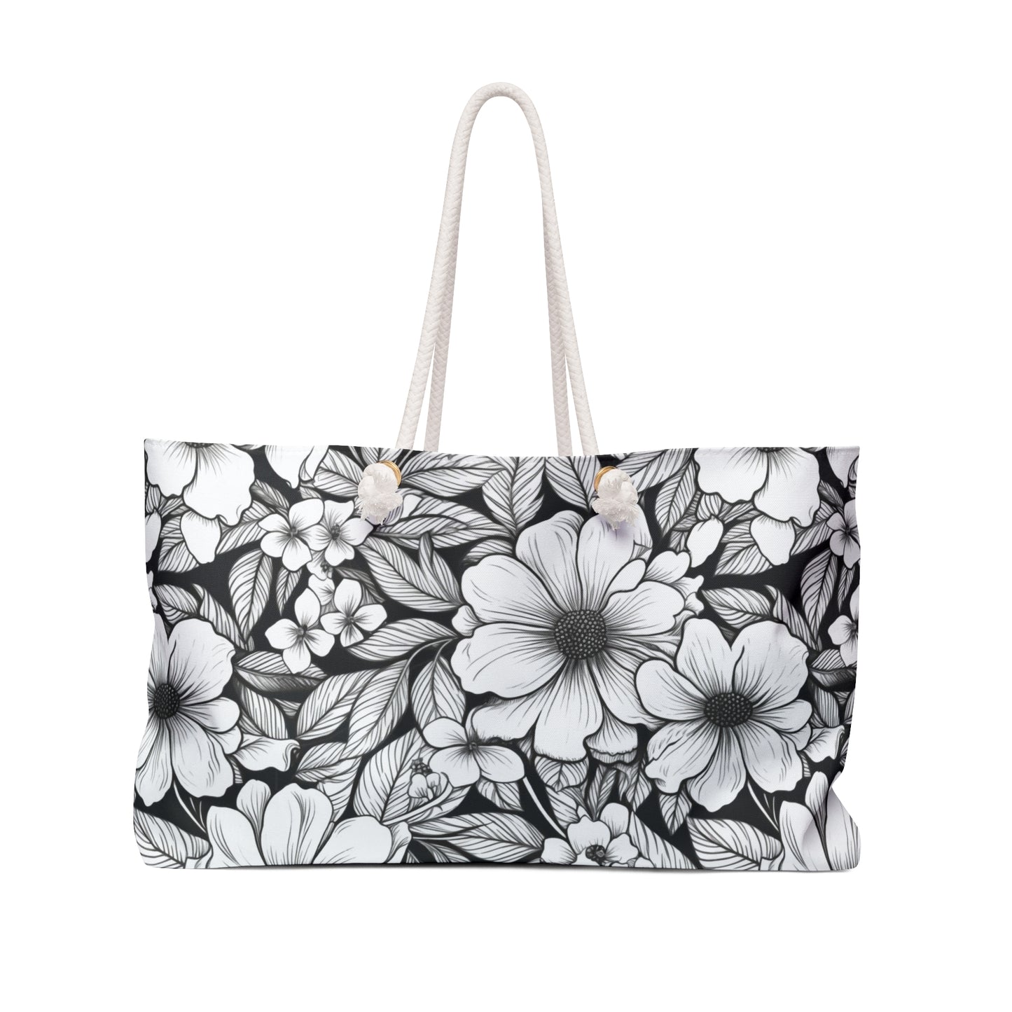 Black & White Forget-Me-Nots Weekender Bag