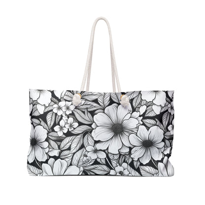 Black & White Forget-Me-Nots Weekender Bag