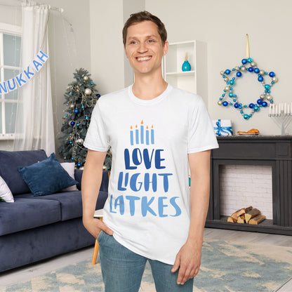 Hanukkah Love Light Latkes Adult T-shirt