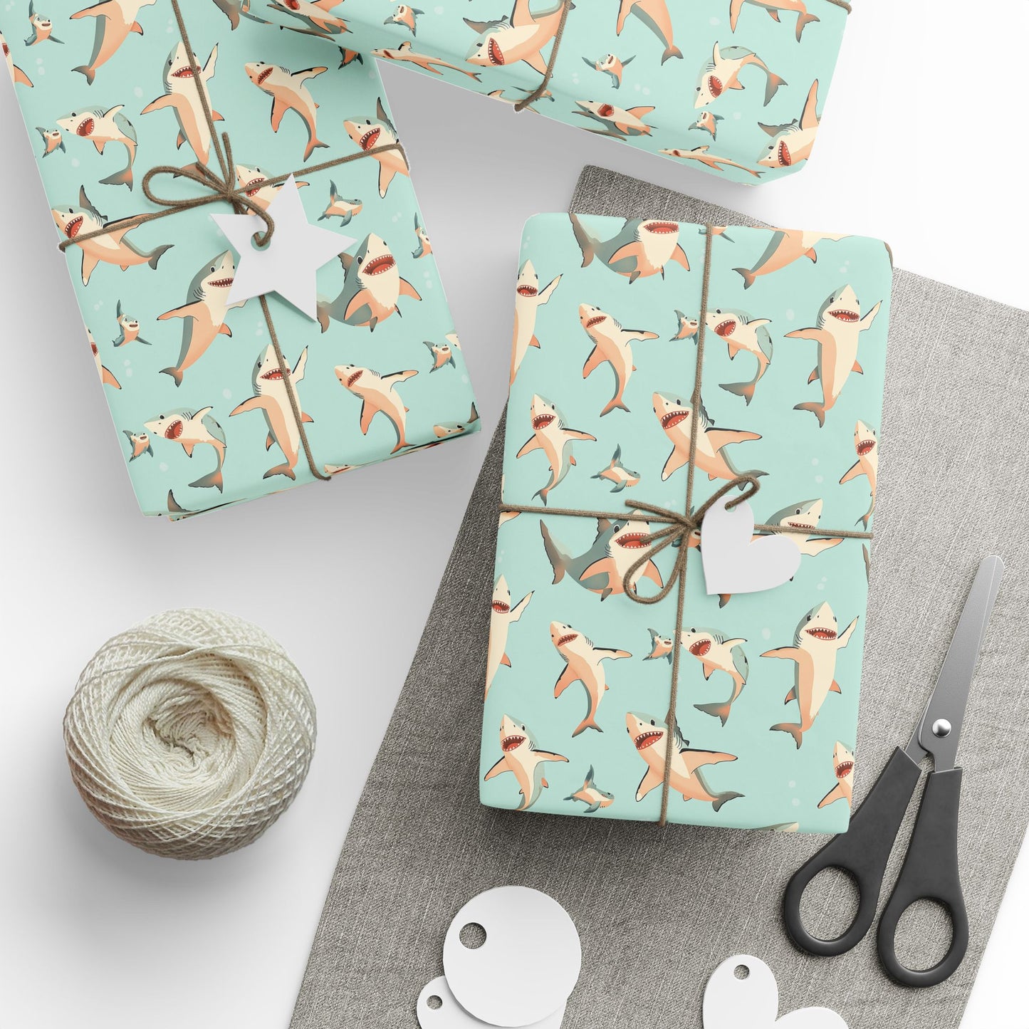 Aquamarine Sharks Wrapping Paper