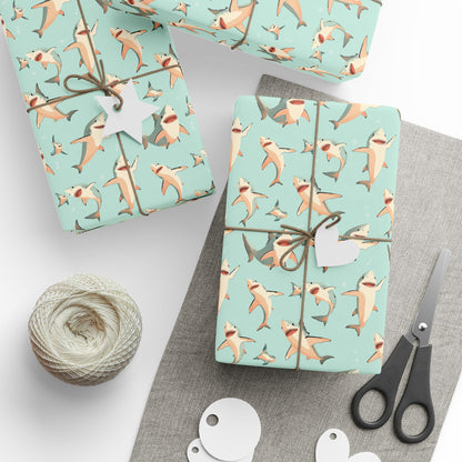 Aquamarine Sharks Wrapping Paper