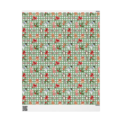 Green Checkered Christmas Custom Wrapping Paper (Karen)