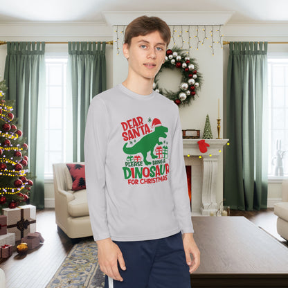 Dear Santa Please Bring a Dinosaur for Christmas Youth Long Sleeve Tee