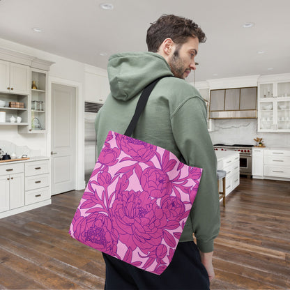 Blush Peony Garden Canvas Tote Bag