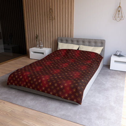 Crimson Gilded Daisies Duvet Bedding Set