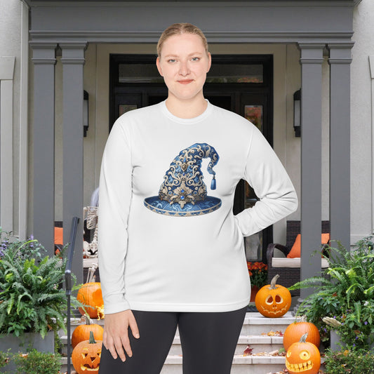 Blue & SIlver Witch Hat Adult Long Sleeve Tee