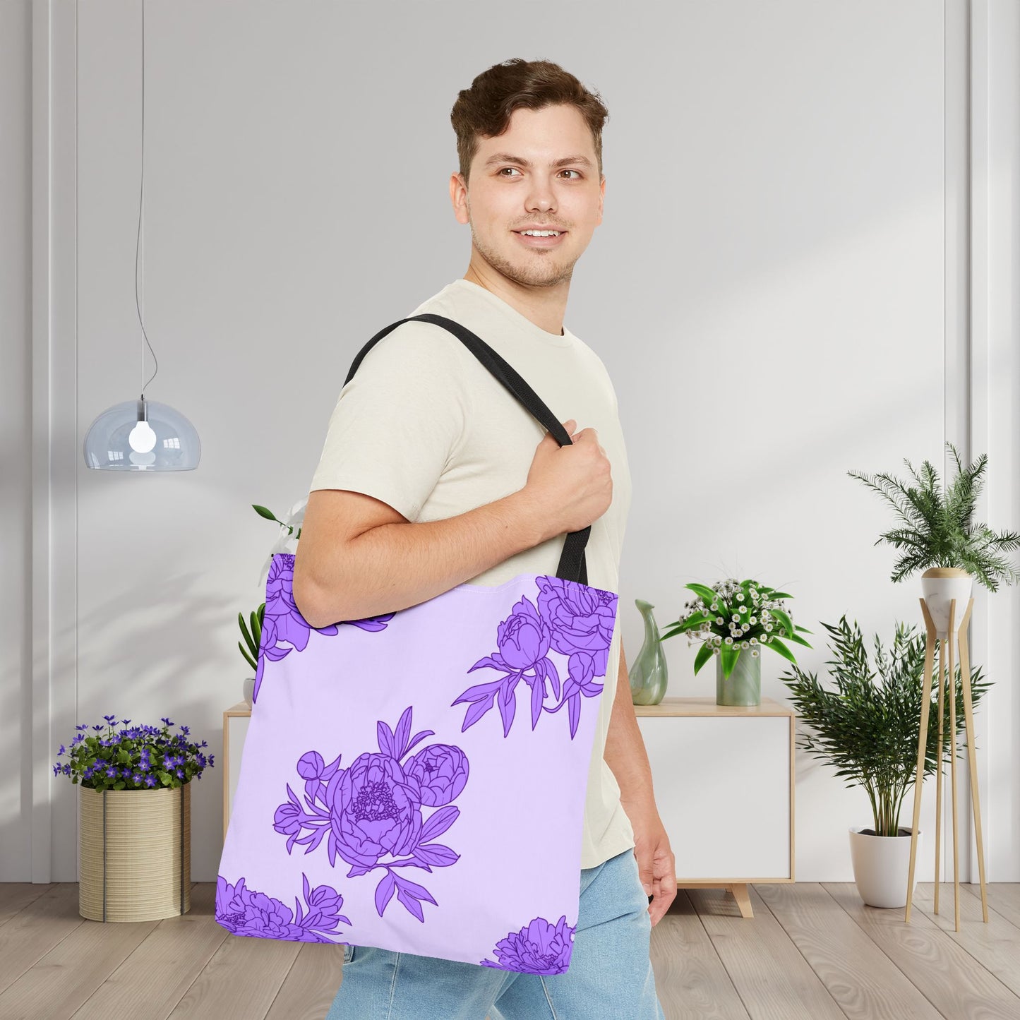 Royal Orchid Peonies Canvas Tote Bag