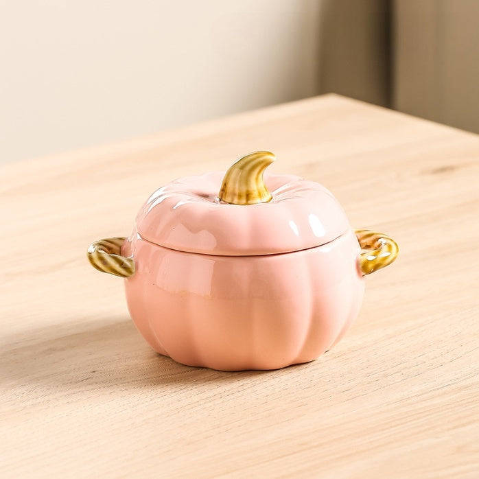 Pumpkin-shaped Ceramic Soup Bowl With Lid