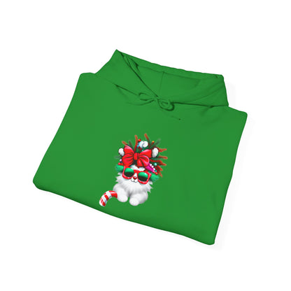 White Candy Cane Kitten Adult Heavy Blend™ Hoodie