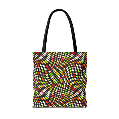 Warped Yellow/Green Checkered Canvas Tote Bag