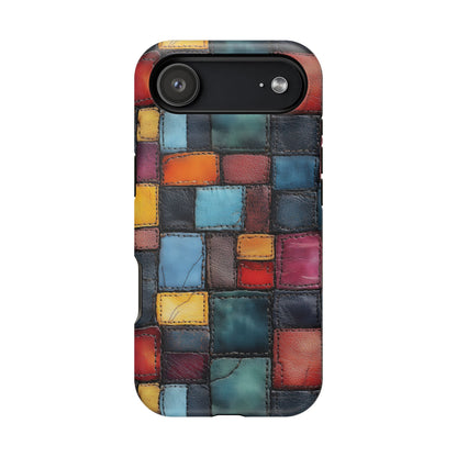 Coloerful Leather Patchwork MagSafe® Compatible Tough Case for iPhone