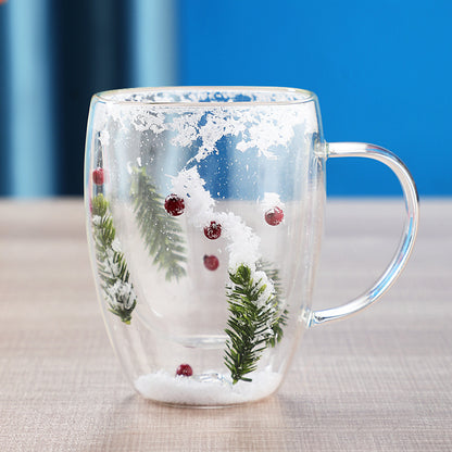 Christmas Double-Layer Glass Mugs