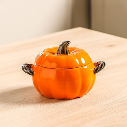 Pumpkin-shaped Ceramic Soup Bowl With Lid