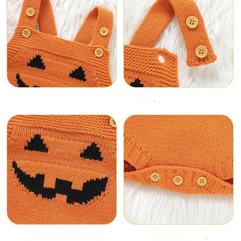 Halloween Pumpkin Knitted Baby Romper