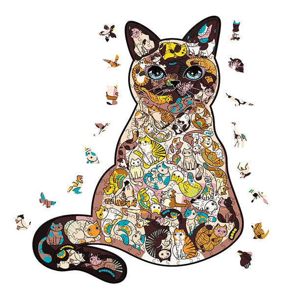 Whimsical Cat Wooden Puzzles