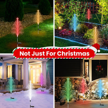 Solar Fiber Optic Christmas Tree Lights 4-Pack with Star Topper – Outdoor LED
