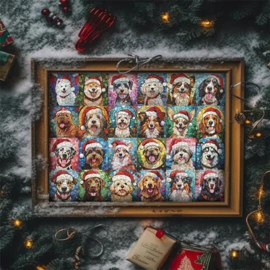 Adorable Santa Dogs Christmas Advent Calendar Puzzle