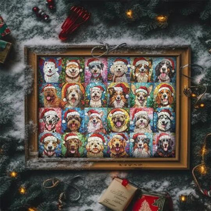 Adorable Santa Dogs Christmas Advent Calendar Puzzle