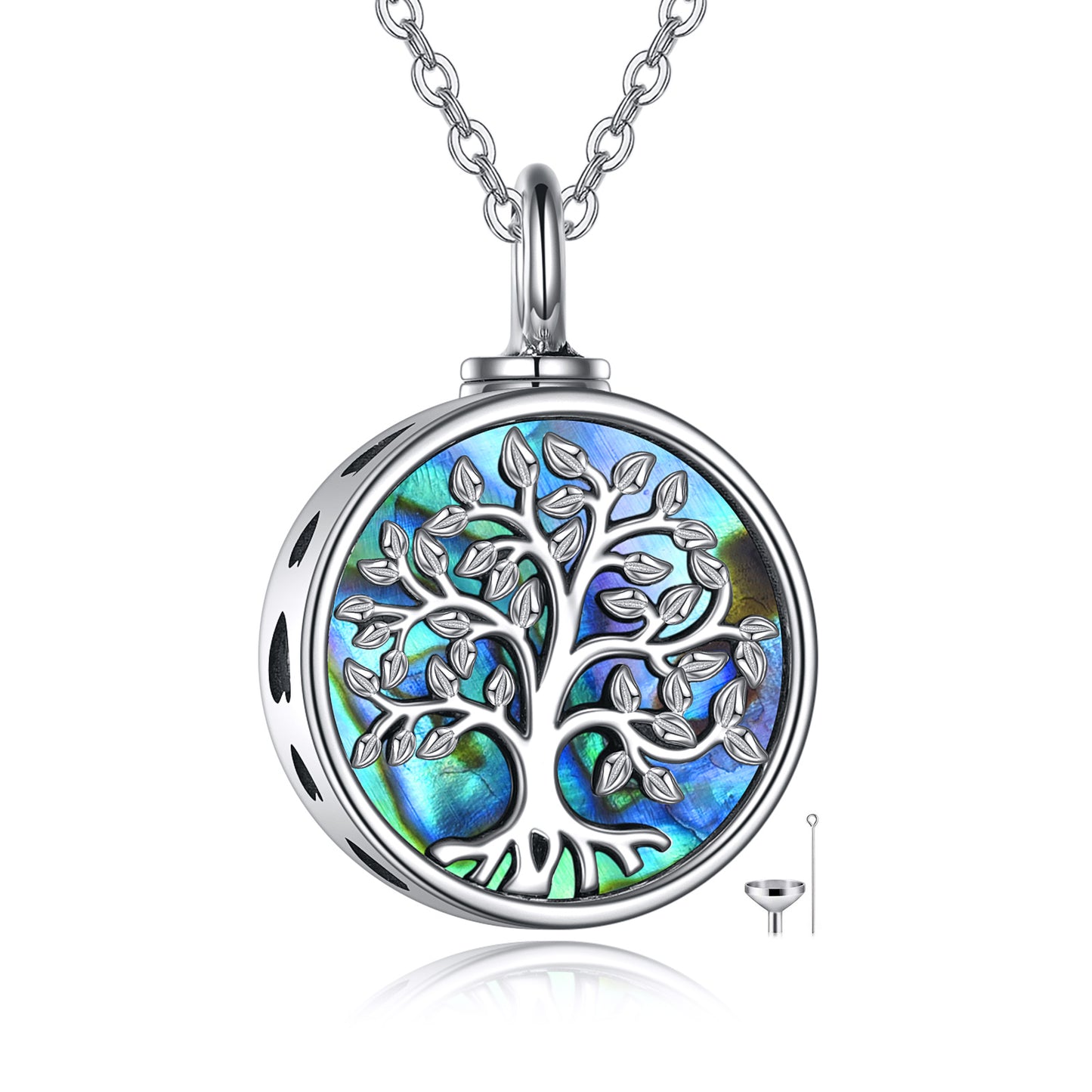 Tree of Life Urn Necklace – Abalone Shell & 925 Sterling Silver
