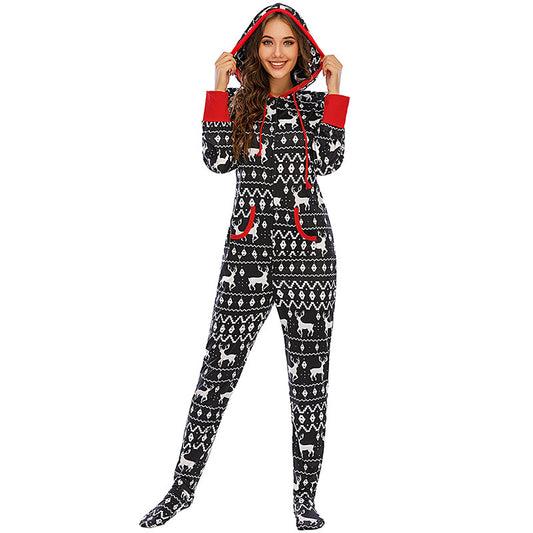 Festive Family Cozy Onesie Pajamas – Reindeer & Snowflake