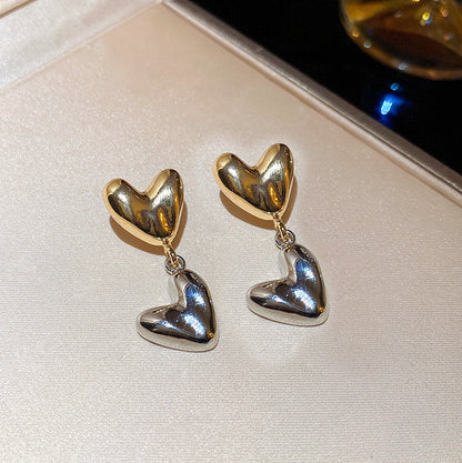 Simple Love Silver/Gold Contrast Earrings