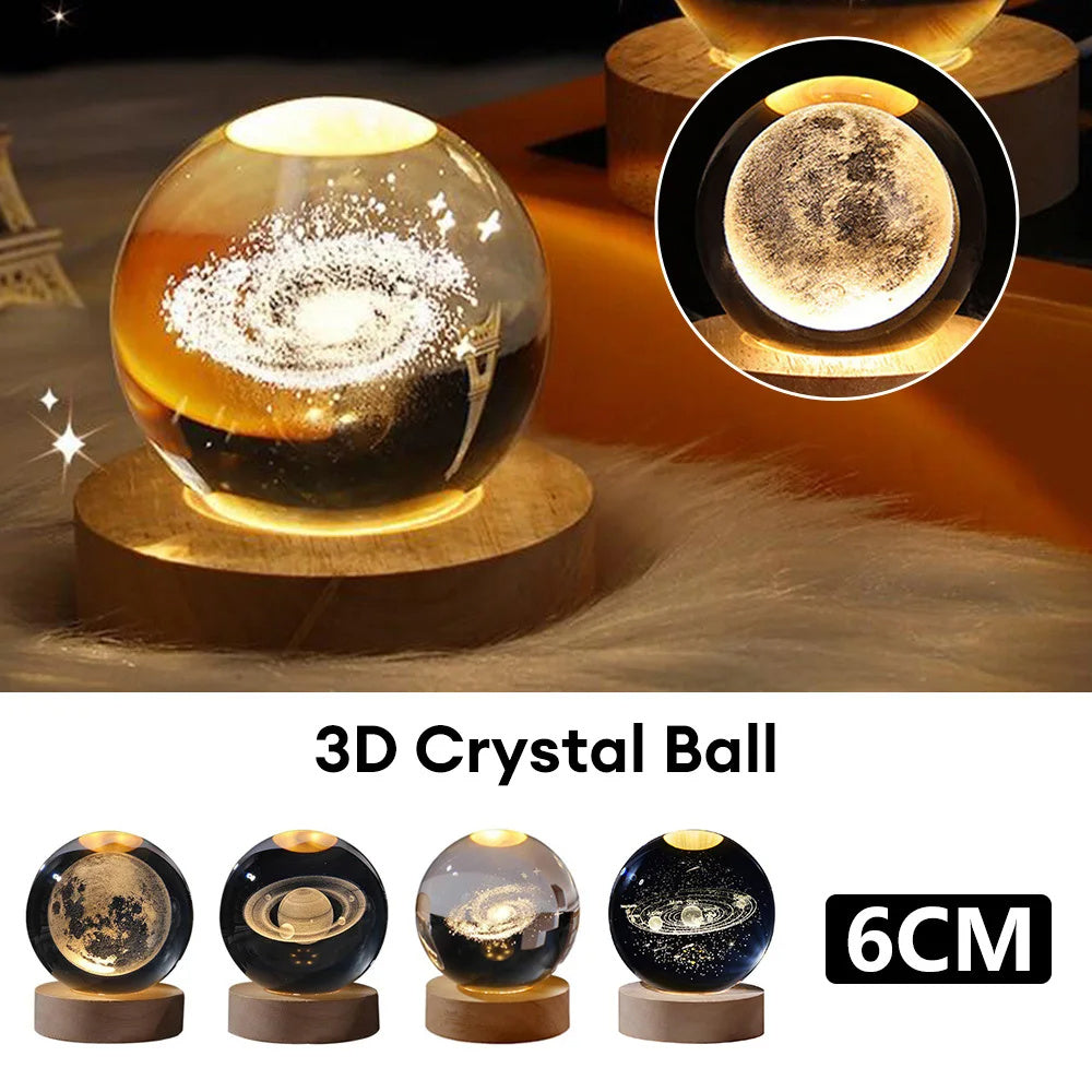 Luminous Starry Sky And Planets Moon Crystal Ball