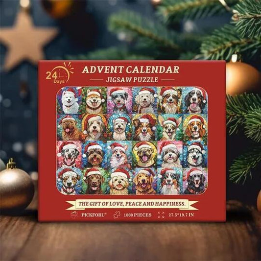 Adorable Santa Dogs Christmas Advent Calendar Puzzle