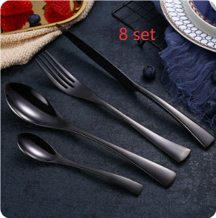 Modern Stainless Steel Flatware Set – 4-Piece Mirror Polished Silverware Set – Gold, Silver, Black & Rose Gold