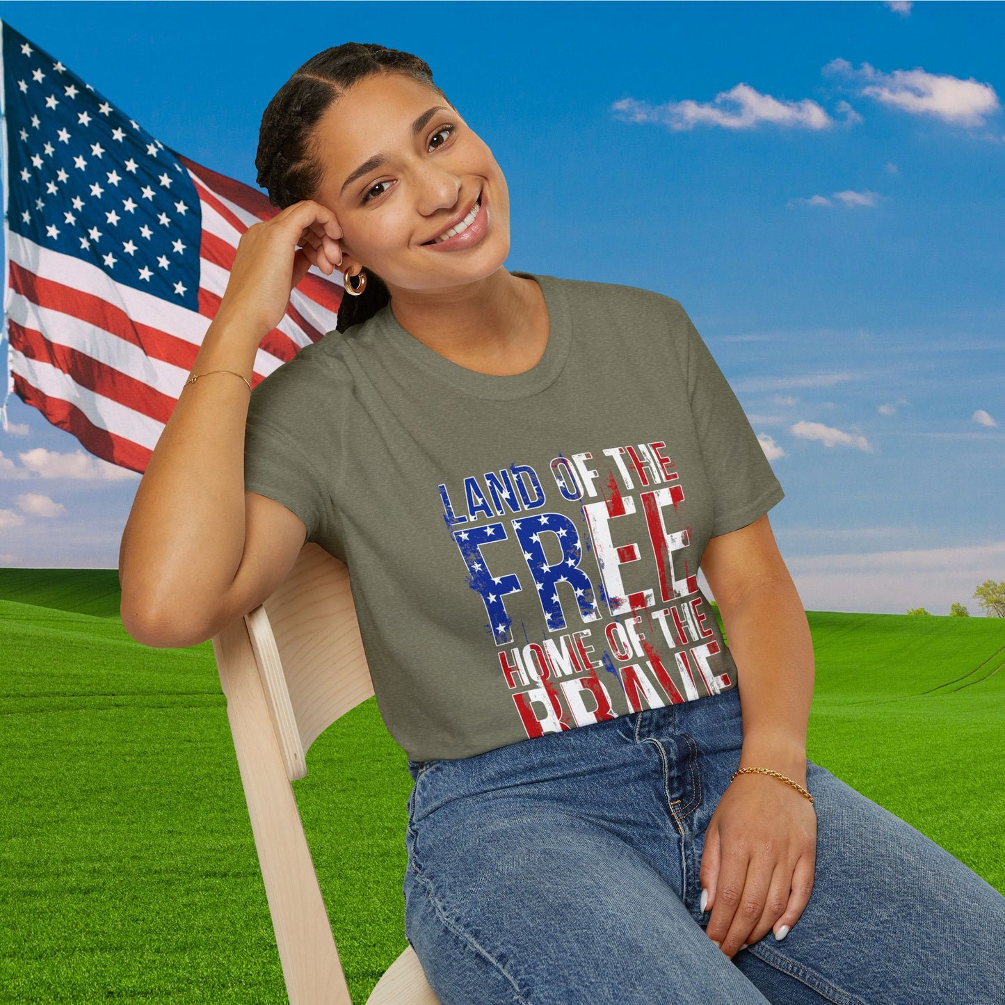 Land of the Free Home of the Brave Adult T-Shirt