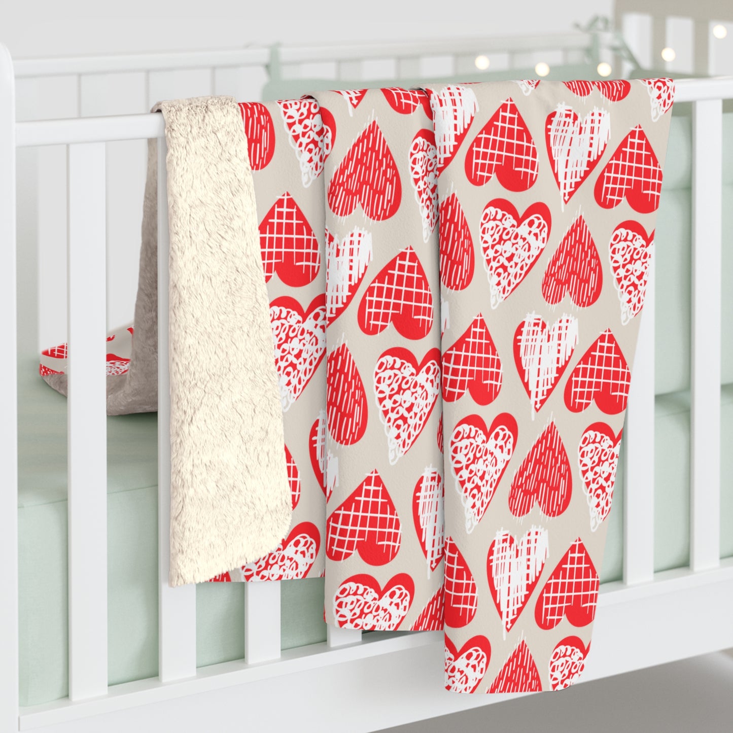 Doodle Hearts Sherpa Fleece Blanket