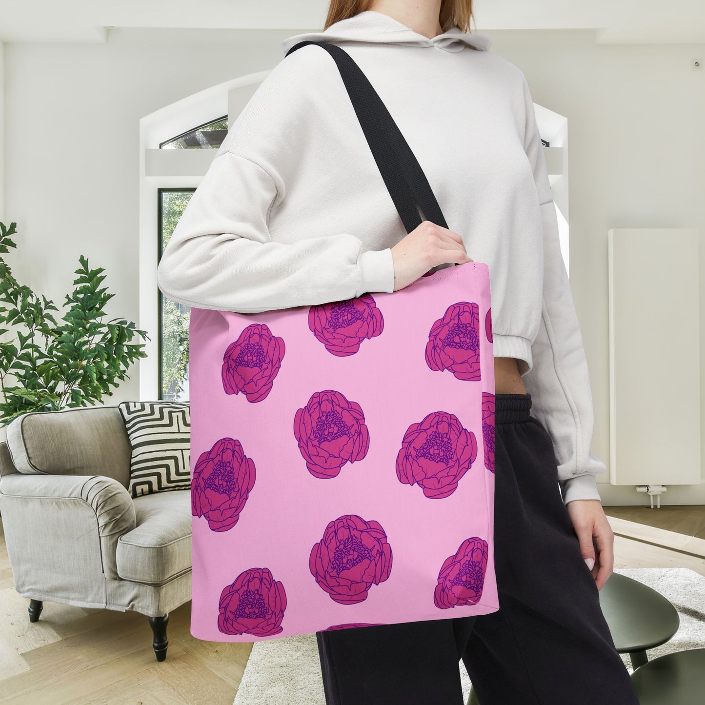 Rosy Dream Peonies Canvas Tote Bag