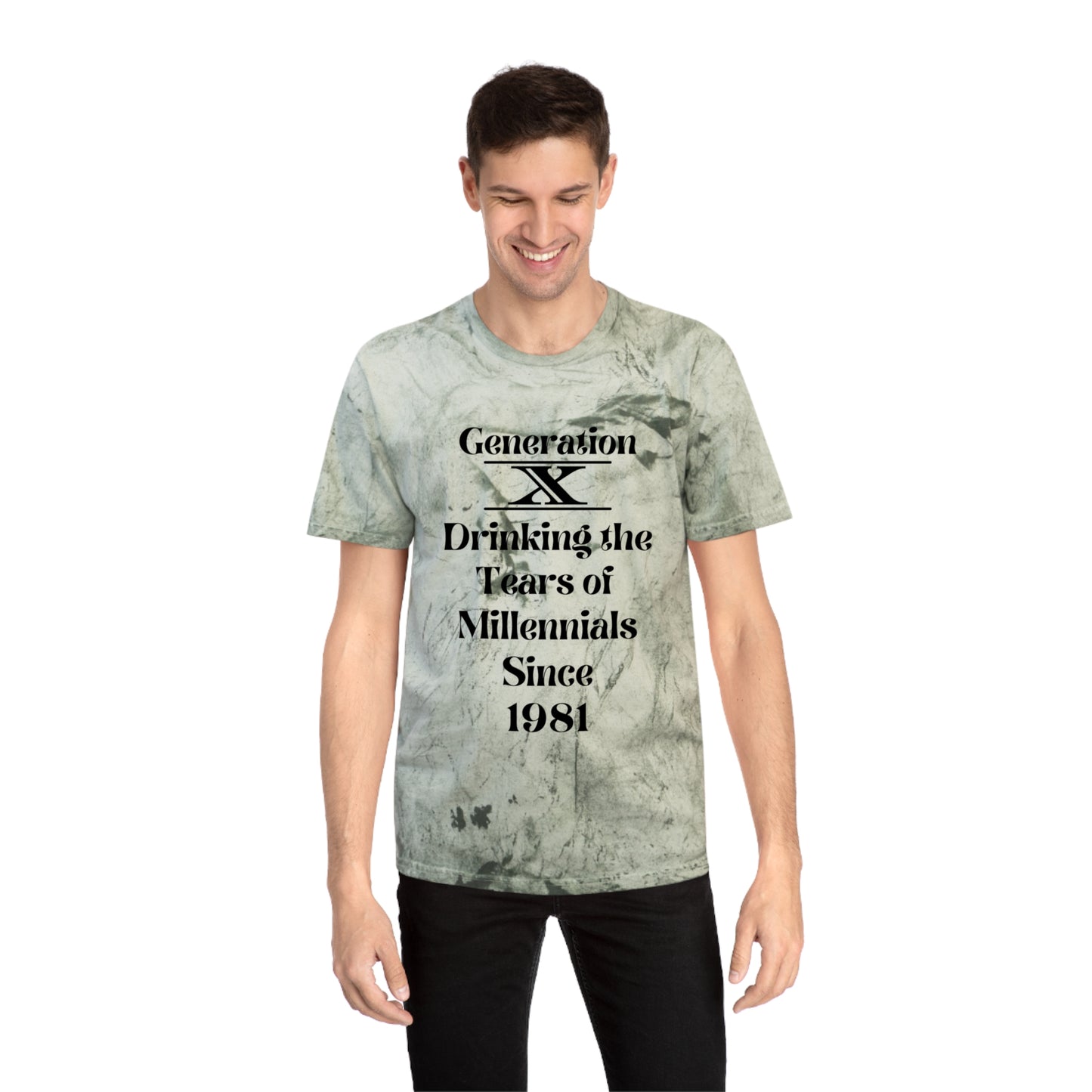 Gen X Drinking the tears of Millennials since 1981 Unisex Color Blast T-Shirt