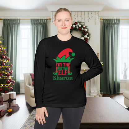 I'm The Festive Elf Personalized Adult Long Sleeve Tee