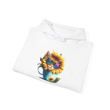 Cool Sunflower Kitten 1 Heavy Blend™ Hooded Sweatshirt