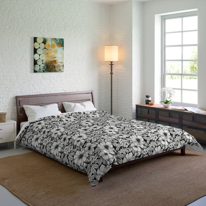 Black & White Forget-Me-Nots Comforter
