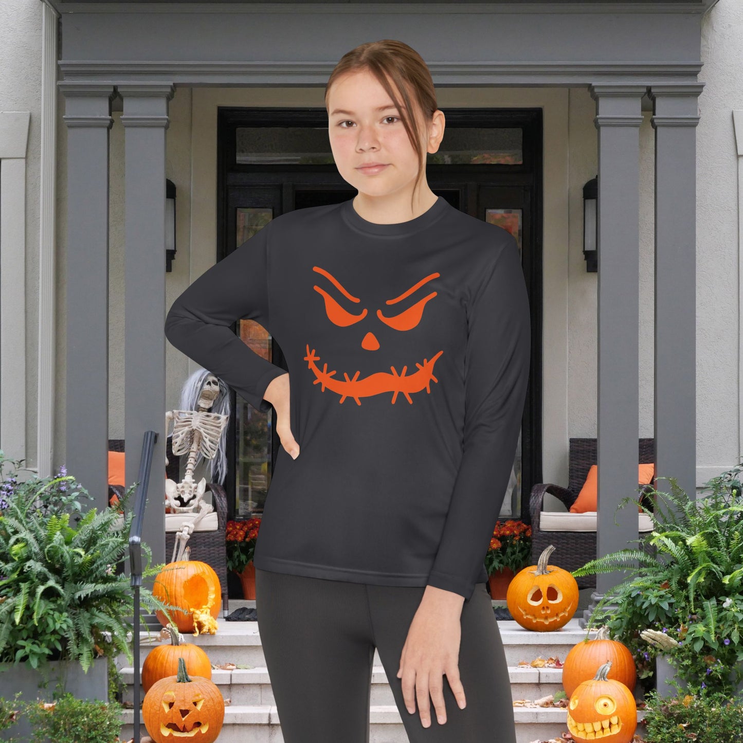 Loopy Jack-O-Lantern Youth Long Sleeve Tee