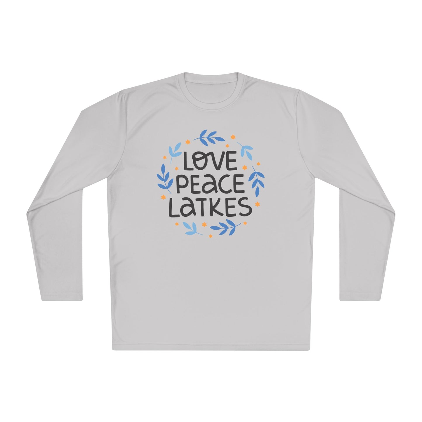 Hanukkah Love Peace Latkes Adult Long Sleeve Tee