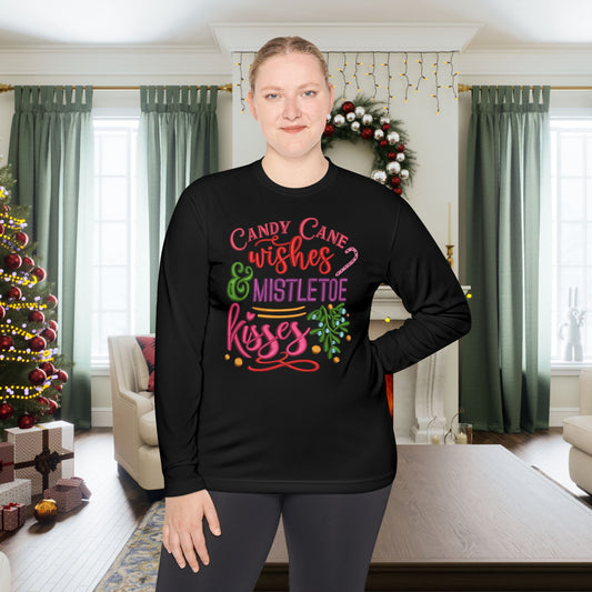 Candy Cane Wishes & Mistletoe Kisses Adult Long Sleeve Tee