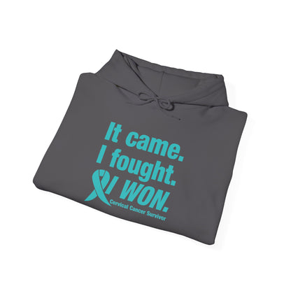 It Came I Fought I Won Cervical Cancer Awareness Adult Heavy Blend™ Hoodie