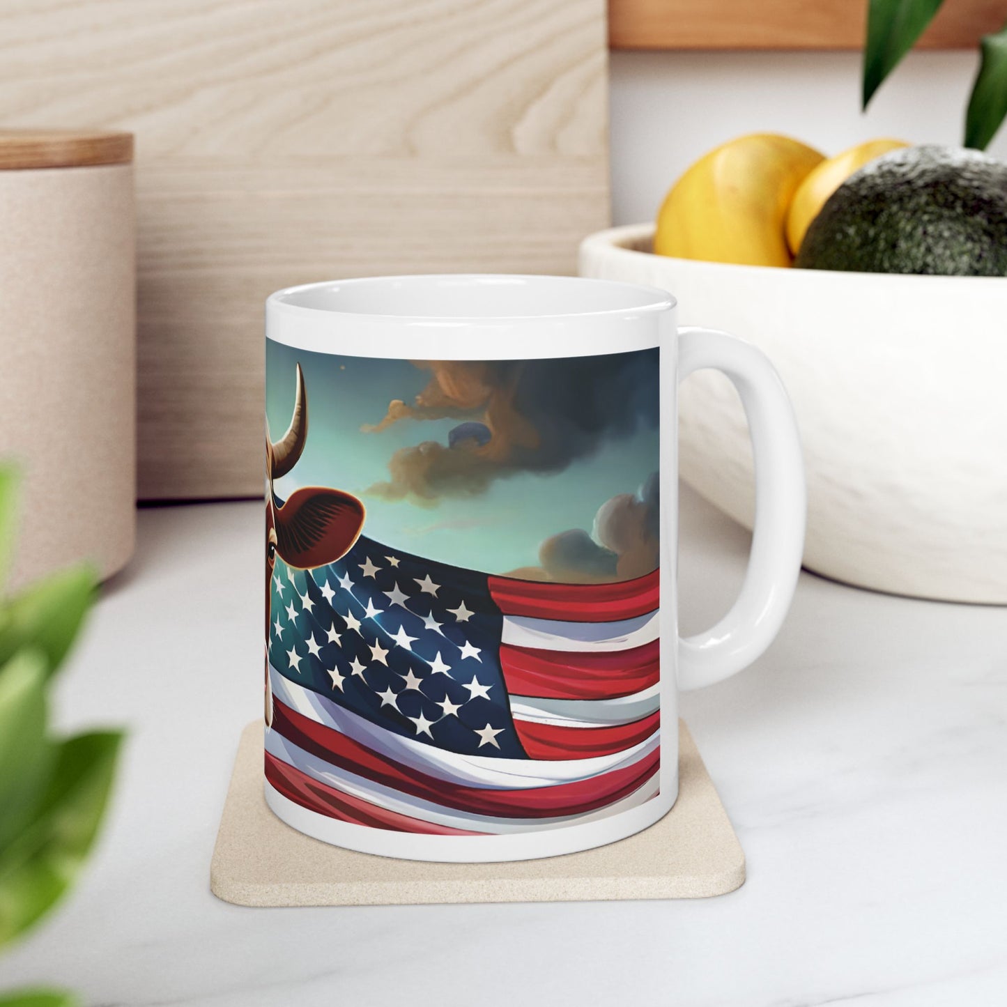 Stars, Stripes, & Moos Ceramic Mug, (11oz, 15oz)