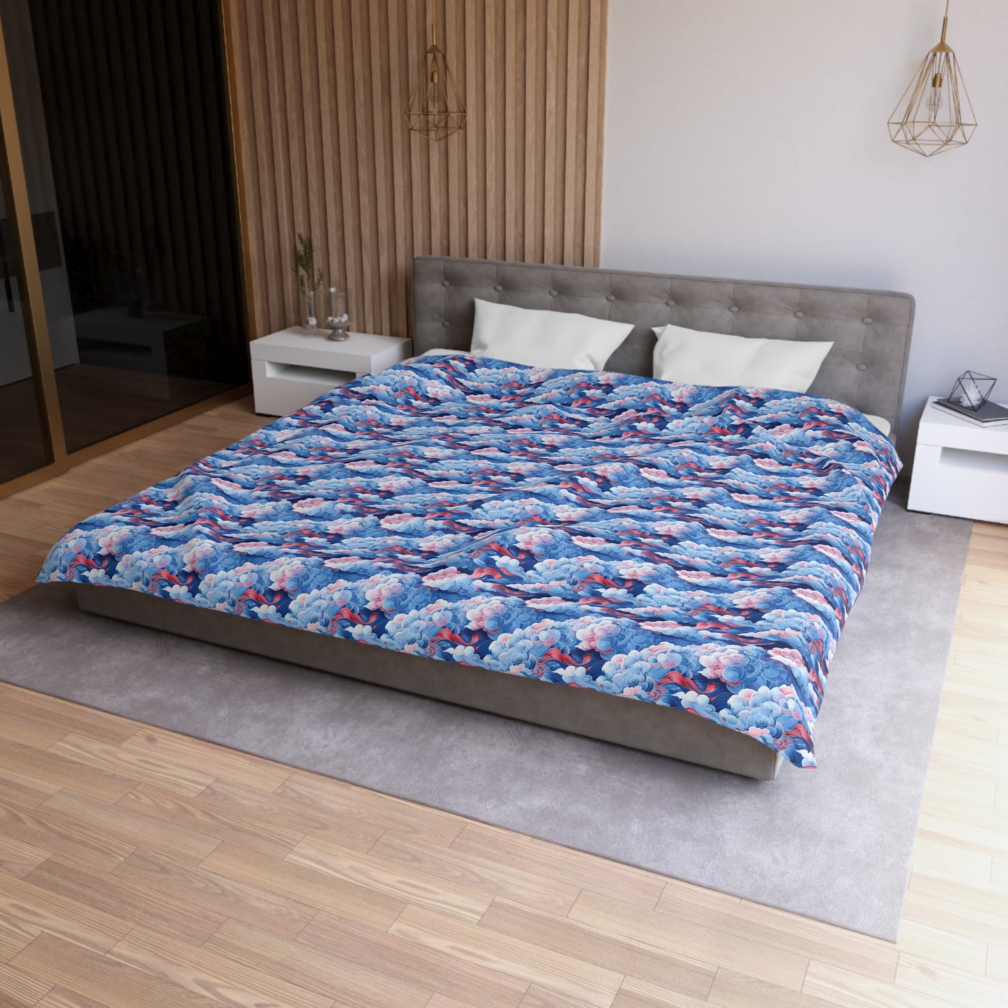 Azure Kumo Flow Microfiber Duvet Cover