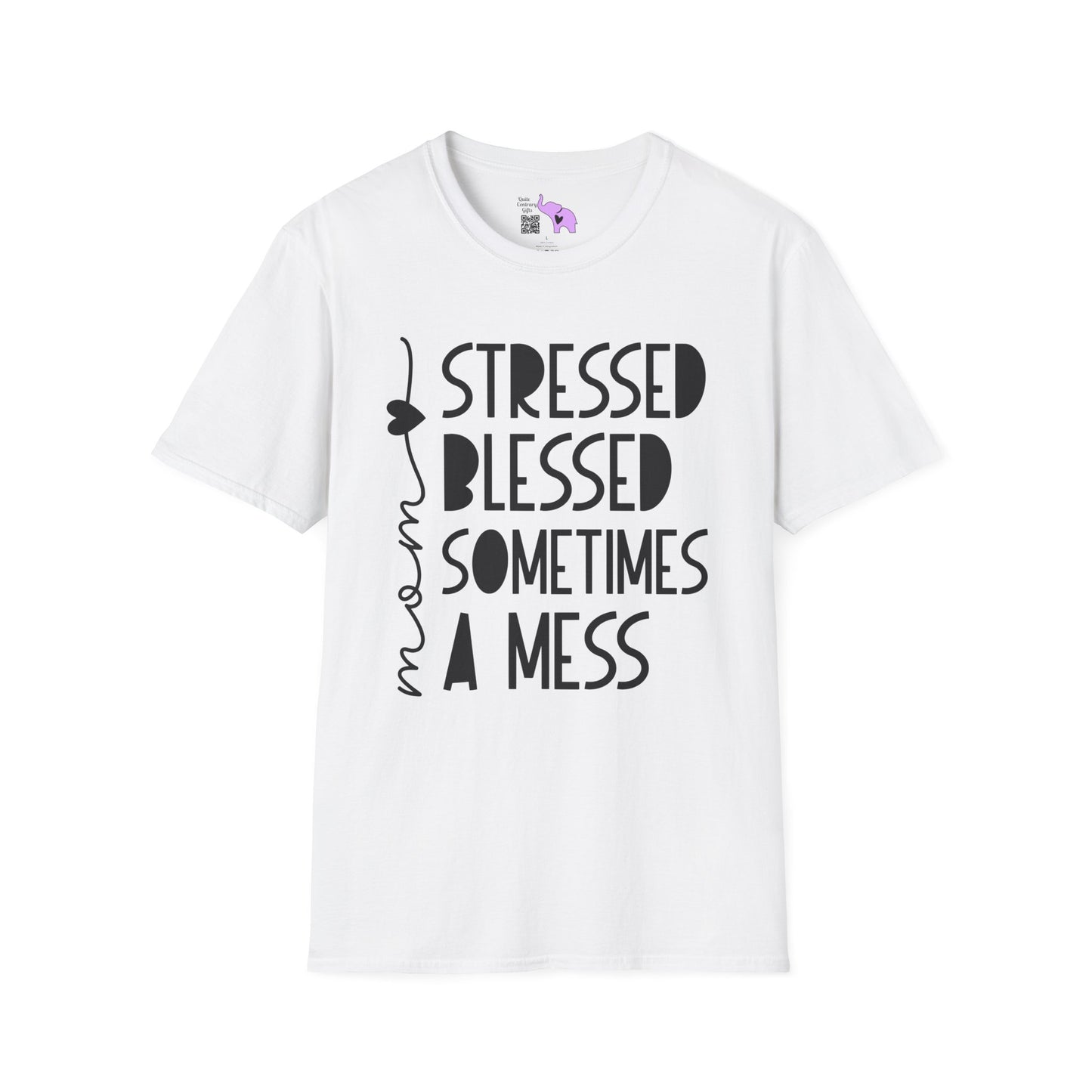 Mama Stressed Blessed Sometimes A Mess Adult T-shirt