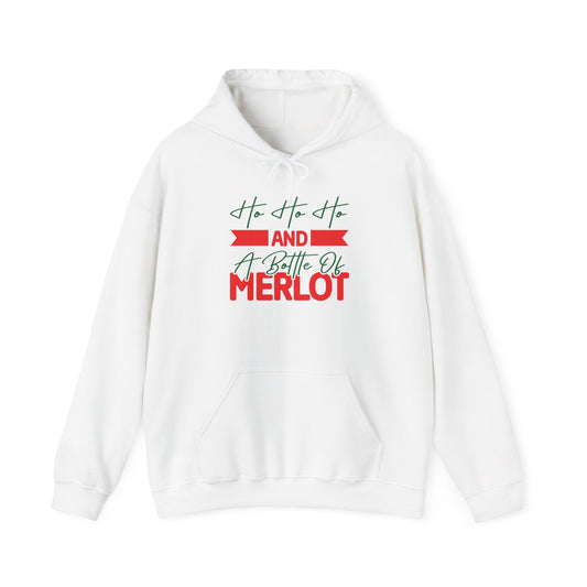 Ho Ho Ho And a Bottle of Merlot Adult Heavy Blend™ Hooded Sweatshirt