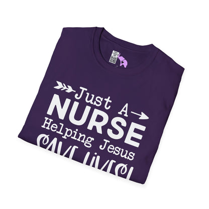 Just A Nurse Helping Jesus Save Lives Adult T-shirt