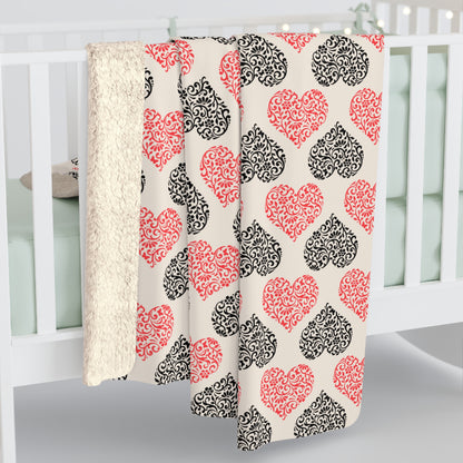 Rustic Hearts Sherpa Fleece Blanket